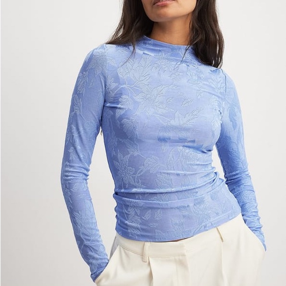 Elegant Blue Floral Women's Top